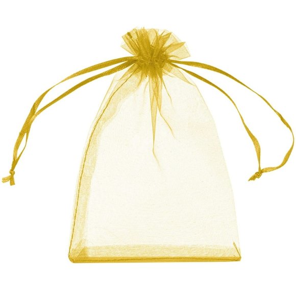 20 Gold Drawstring Organza Bags 4" x 6" - Picture 3 of 5
